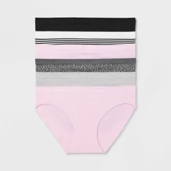 Women's 6pk Seamless Bikini Underwear - Auden™ Assorted Color M: Solid & Stripe Knit, Lightweight Nylon Blend