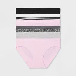 Women's 6pk Seamless Bikini Underwear - Auden™ Assorted Color L: Lightweight Knit, Solid & Stripe Patterns, Pull-On Style