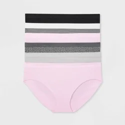 Women's 6pk Seamless Bikini Underwear - Auden™ Assorted Color XXL: Solid, Stripe Knit, Lightweight Fabric