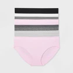 Women's 6pk Seamless Bikini Underwear - Auden™ Assorted Color XXL: Solid, Stripe Knit, Lightweight Fabric