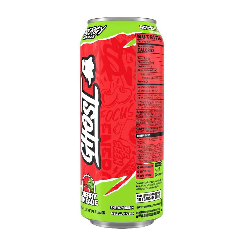slide 8 of 10, GHOST Energy Drink Ghost Energy Cherry Limeade Energy Drink - 16 fl oz Can, 16 fl oz