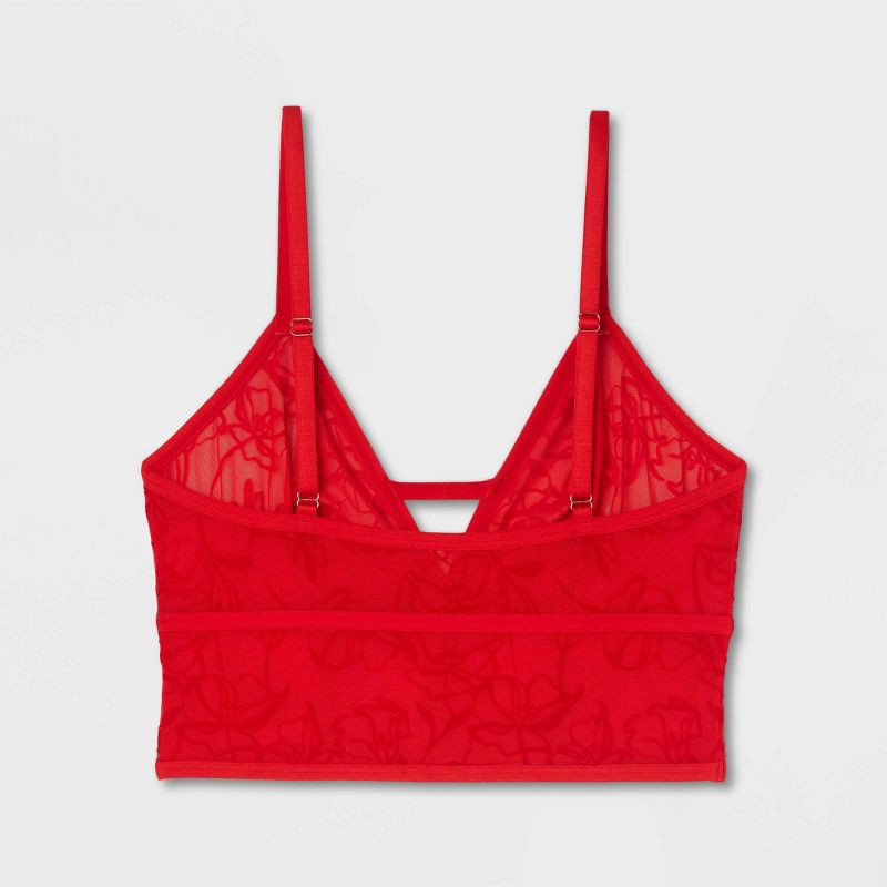 slide 7 of 7, Women's Mesh Longline Bralette with Flocking - Auden™ Red M, 1 ct