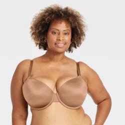 Women's Demi T-Shirt Push-Up Bra - Auden™ Toffee Crunch 38C: Light Lift, Molded Cup, Underwire, Adjustable Strap, Hand Wash