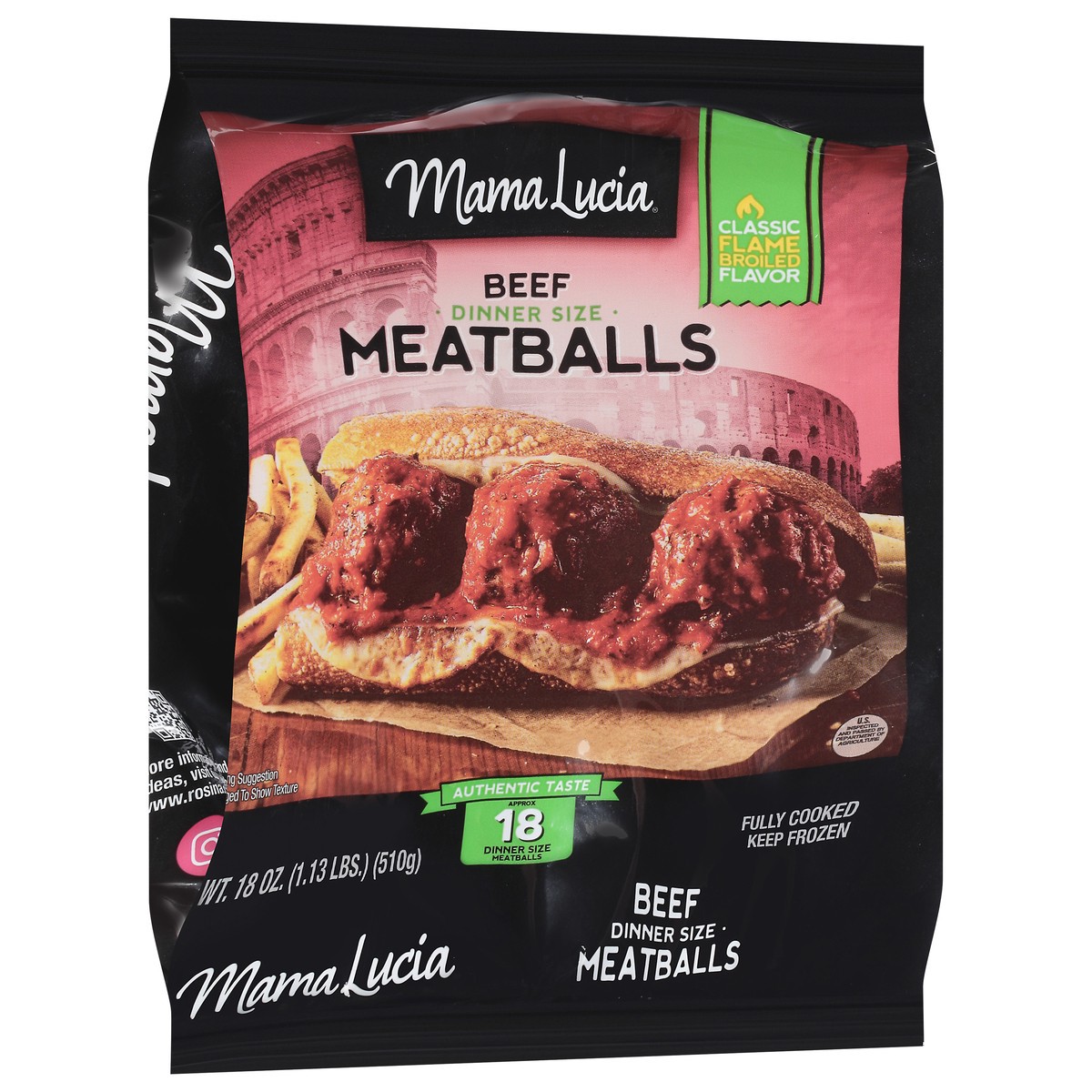 slide 6 of 14, Mama Lucia Classic Flame Broiled Flavor Meatballs Dinner Size 18 oz, 18 oz
