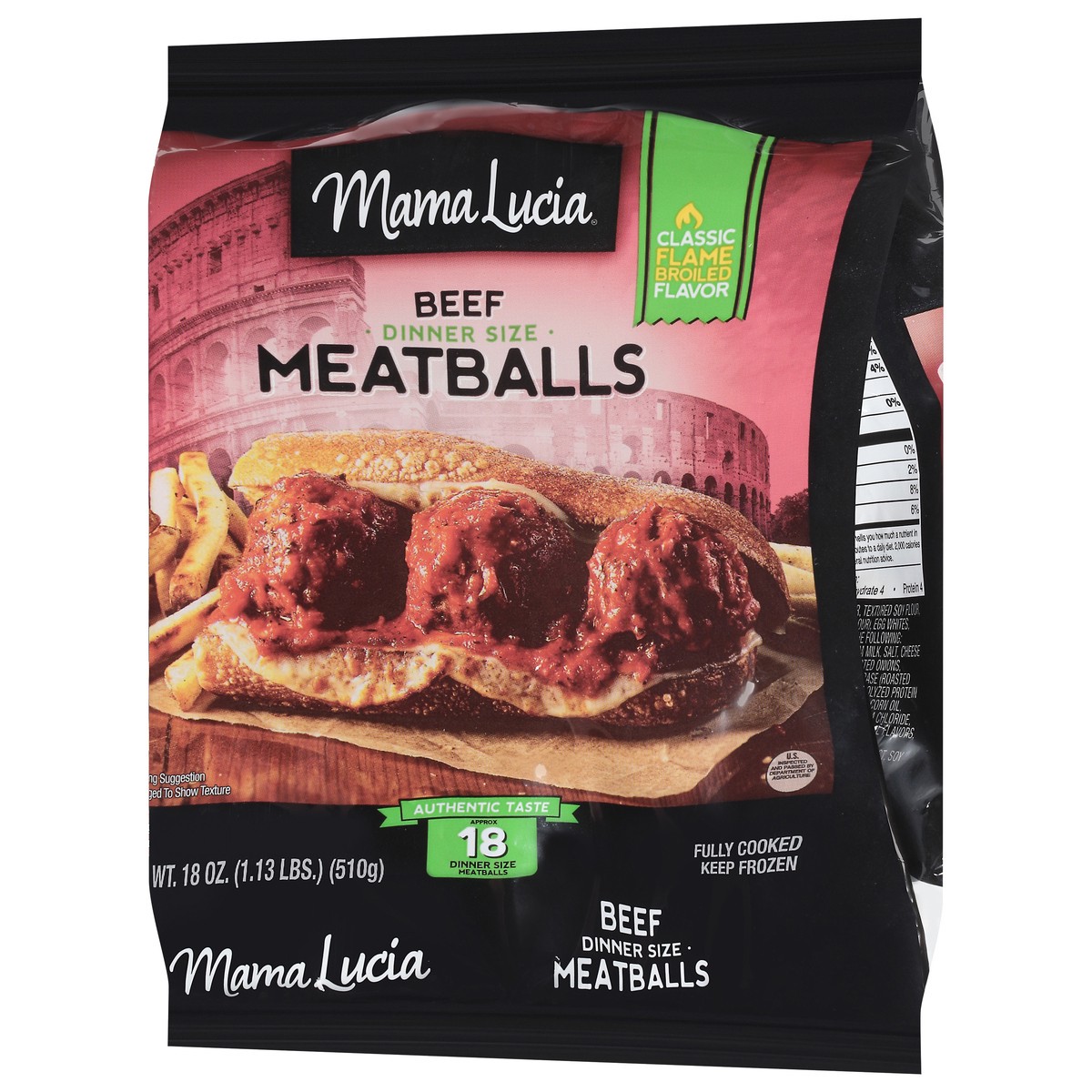 slide 11 of 14, Mama Lucia Classic Flame Broiled Flavor Meatballs Dinner Size 18 oz, 18 oz