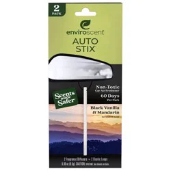 Enviroscent Auto Stix 2pk Black Vanilla and Mandarin: Car Freshener Sticks, Non-Toxic, Cruelty-Free, Disposable