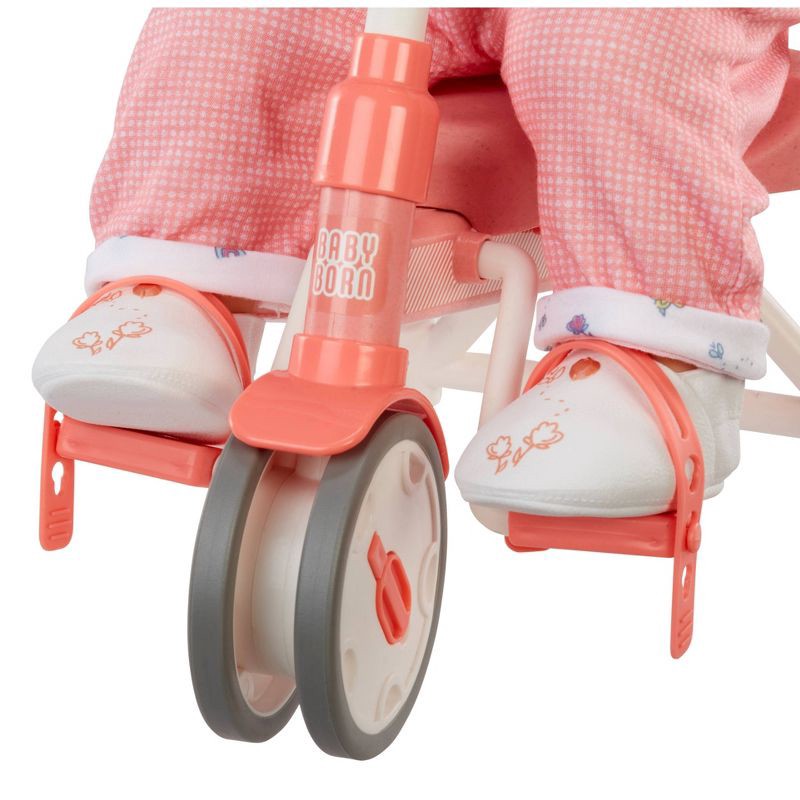slide 4 of 6, BABY Born Baby Doll Tricycle with Push Handle and Rolling Wheels for Indoor / Outdoor, Fits Dolls up to 17" for Kids Ages 3 and Up, 1 ct