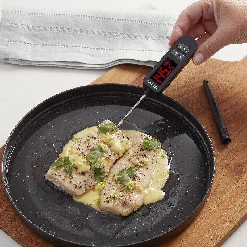 slide 5 of 9, Taylor Digital LED Kitchen Meat Cooking Thermometer Black: Instant Read, Oversized Display, -40 to 450°F, Battery Included, 1 ct