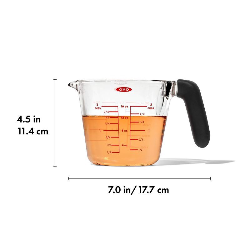 slide 6 of 6, OXO 2c Glass Measuring Cup: Clear, Dishwasher-Safe, 2 Cup Capacity, Lifetime Limited Warranty, 1 ct