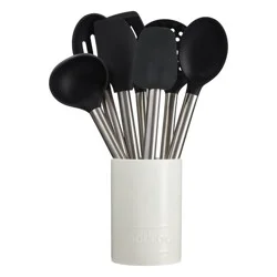 GoodCook Ready 8pc Silicone Tool and Crock Set: Ladle, Spatula, Slotted Turner, Utensil Holder, Dishwasher-Safe