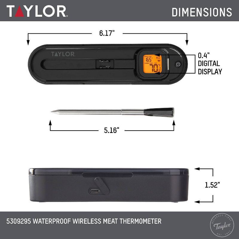 slide 4 of 21, Taylor Bluetooth App Wireless Digital Cooking Kitchen Meat Thermometer: Stainless Steel Probe, Smartphone Controlled, SMARTTHERMO App, 1 ct