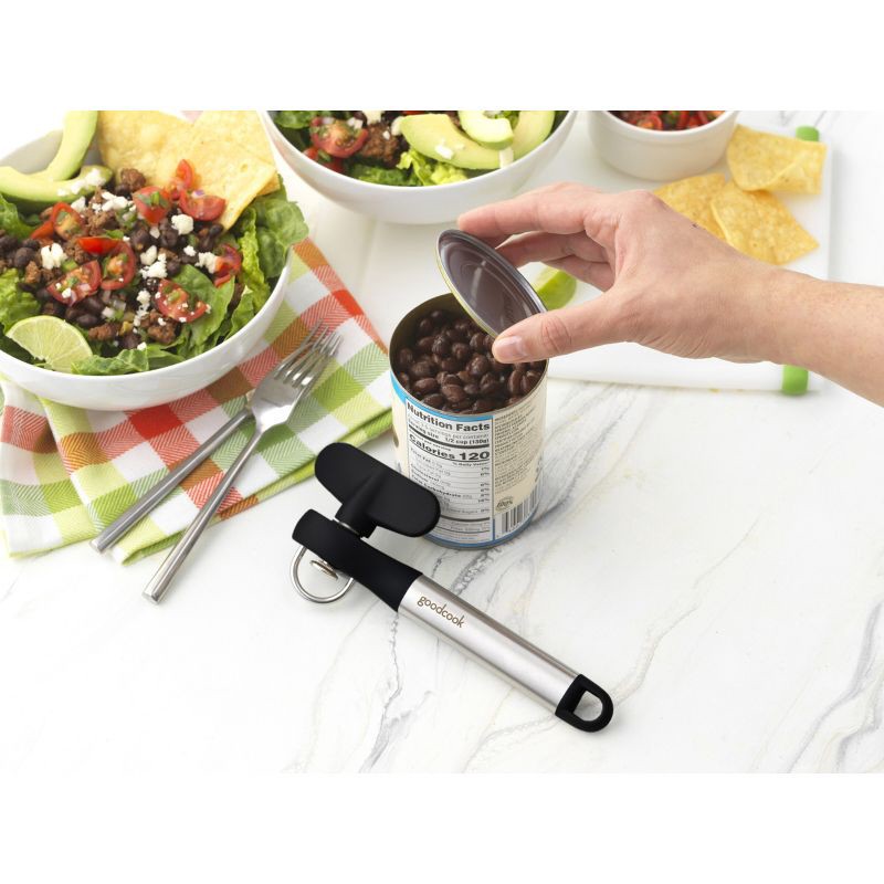 slide 2 of 5, GoodCook Ready Safety Can Opener: Manual Stainless Steel & Plastic, Black, Freestanding, 7.12" Length, 2.95" Height, 1 ct