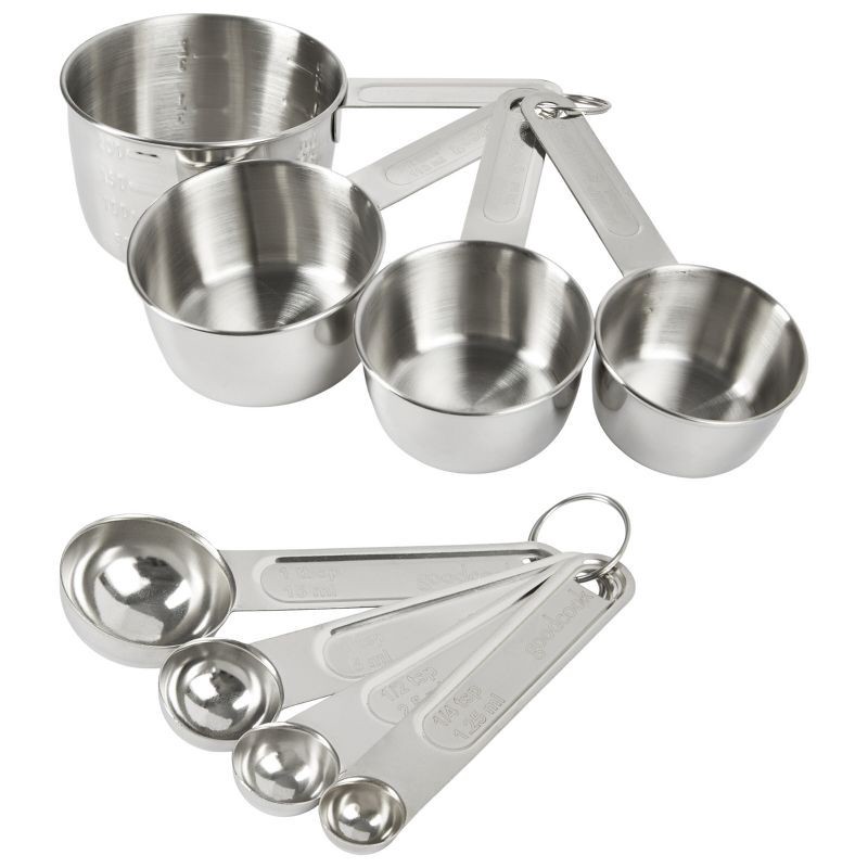 slide 4 of 5, GoodCook 8pc Stainless Steel Measuring Cup and Spoon Set, 8 ct