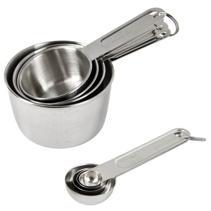 slide 5 of 5, GoodCook 8pc Stainless Steel Measuring Cup and Spoon Set, 8 ct