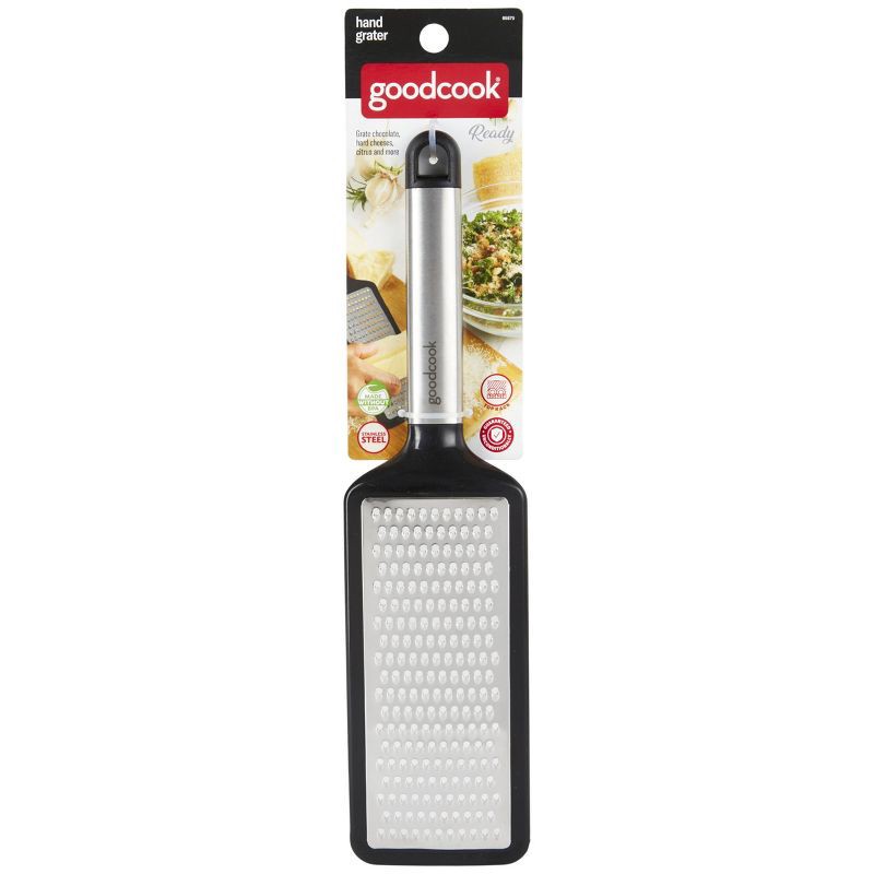 slide 2 of 2, GoodCook Ready Fine Grater: Stainless Steel Flat Cheese Grater, Dishwasher-Safe, Black, 10.23" Height, 1 ct