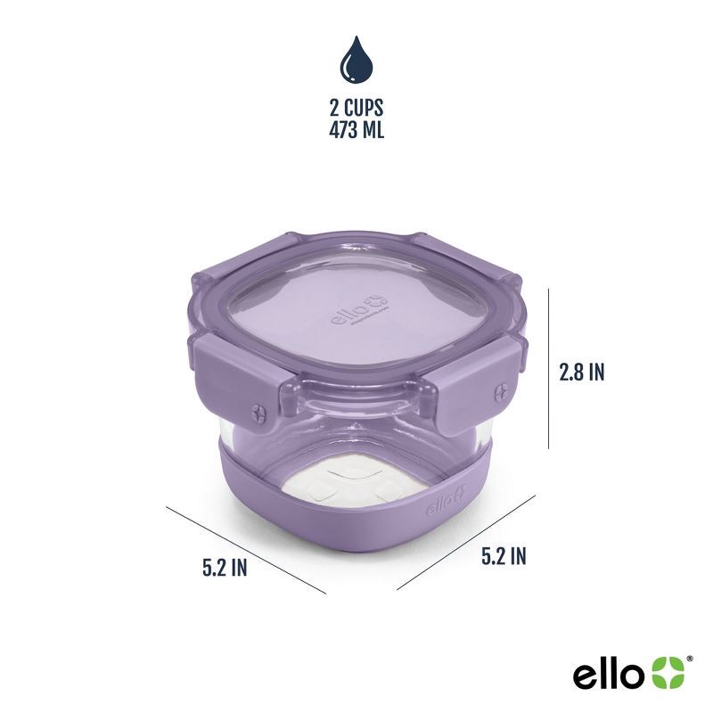 slide 5 of 6, Ello 4pc 2c Glass Refresh Round Food Storage Container Set Purple: Oven, Microwave & Dishwasher Safe, Lifetime Warranty, 4 ct