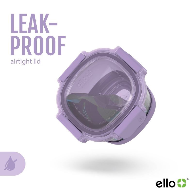 slide 6 of 6, Ello 4pc 2c Glass Refresh Round Food Storage Container Set Purple: Oven, Microwave & Dishwasher Safe, Lifetime Warranty, 4 ct