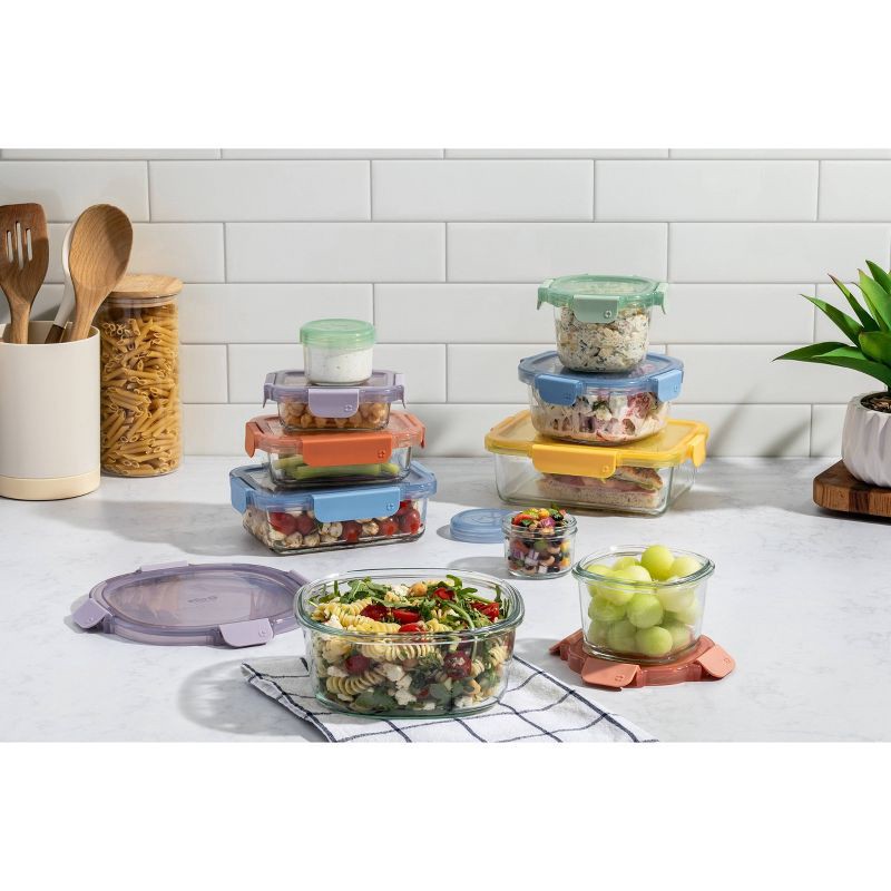 slide 6 of 6, Ello 20pc Color Lock Mixed Food Storage Container Set: Glass & Polypropylene, Multicolored, Microwave & Oven-Safe, 20 ct