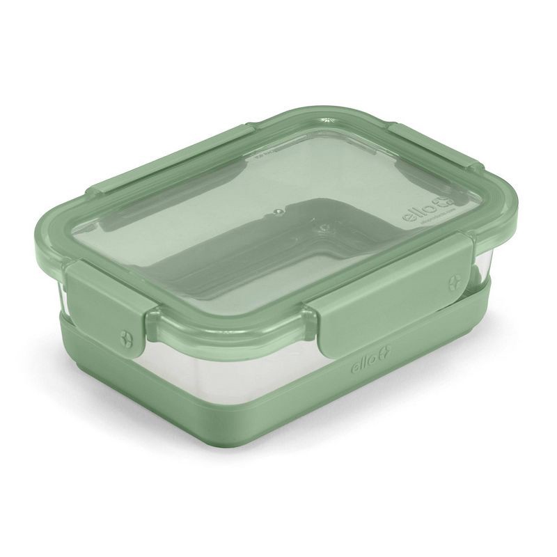 slide 3 of 7, Ello 4pc 3.4c Glass Refresh Food Storage Container Set Green: Meal Prep, Locking Lids, Oven & Microwave Safe, 4 ct
