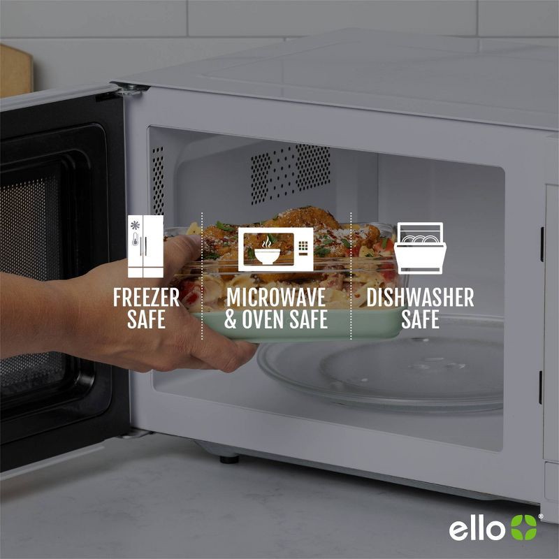 slide 4 of 7, Ello 4pc 3.4c Glass Refresh Food Storage Container Set Green: Meal Prep, Locking Lids, Oven & Microwave Safe, 4 ct