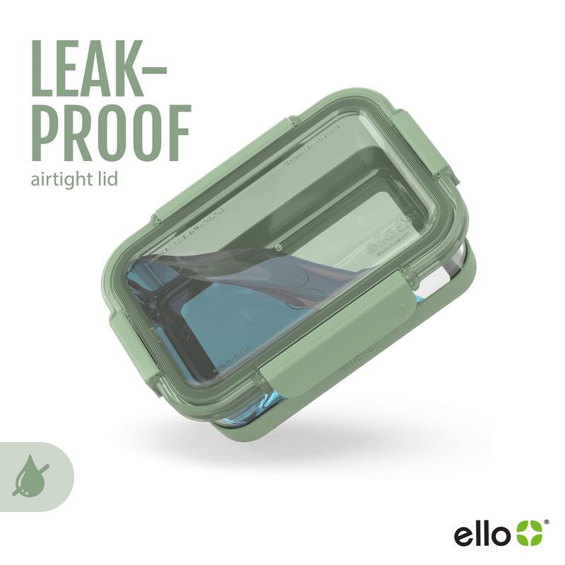 slide 7 of 7, Ello 4pc 3.4c Glass Refresh Food Storage Container Set Green: Meal Prep, Locking Lids, Oven & Microwave Safe, 4 ct
