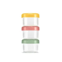 Ello 6pc Glass Condiment Color Lock Food Storage Container Set: Microwave & Oven Safe, Multicolored Lids