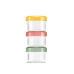 Ello 6pc Glass Condiment Color Lock Food Storage Container Set: Microwave & Oven Safe, Multicolored Lids