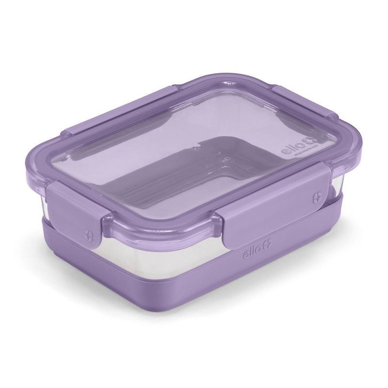slide 3 of 7, Ello 4pc 3.4c Glass Refresh Food Storage Container Set purple: Microwave & Oven Safe, Dishwasher Safe, Lifetime Warranty, 4 ct