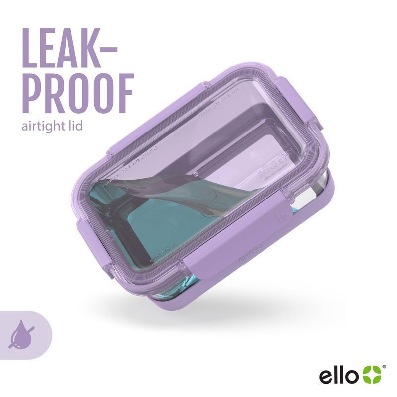 slide 7 of 7, Ello 4pc 3.4c Glass Refresh Food Storage Container Set purple: Microwave & Oven Safe, Dishwasher Safe, Lifetime Warranty, 4 ct