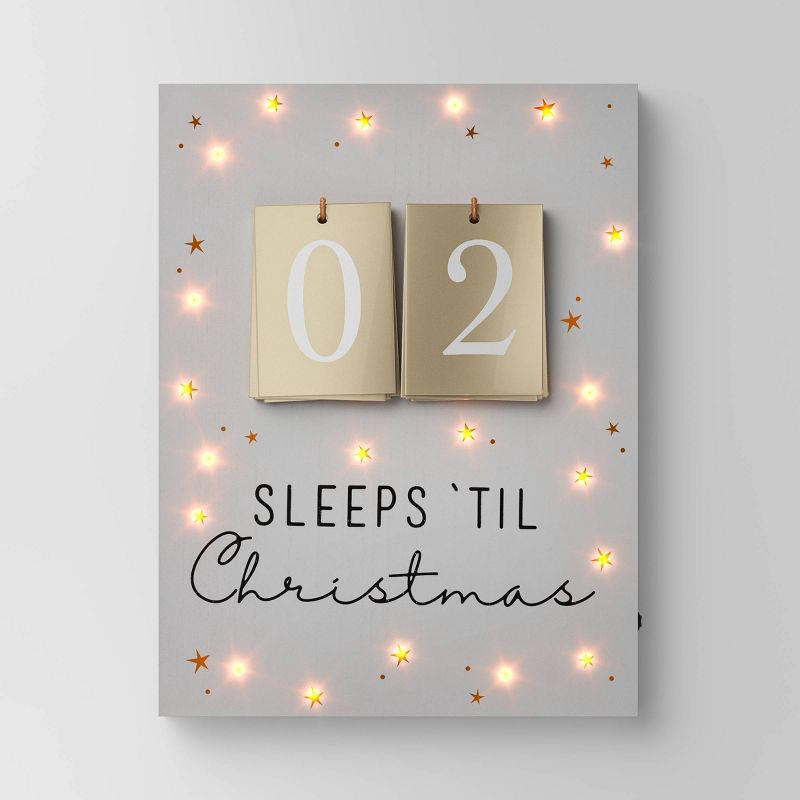 slide 1 of 4, 18.7" Lit 'sleeps 'til Christmas' Wood Countdown Sign Cream - Wondershop™, 1 ct