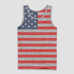 Mad Engine Men's USA Horizontal Flag Tank Top - Heathered Gray XL