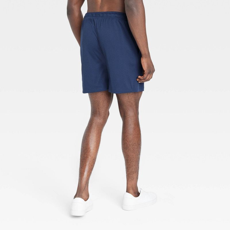 slide 2 of 3, Men's 6" Mesh Shorts - All In Motion™ Navy Blue M: Bottoms, Moisture Wicking, Quick Dry, Side Pocket, 1 ct