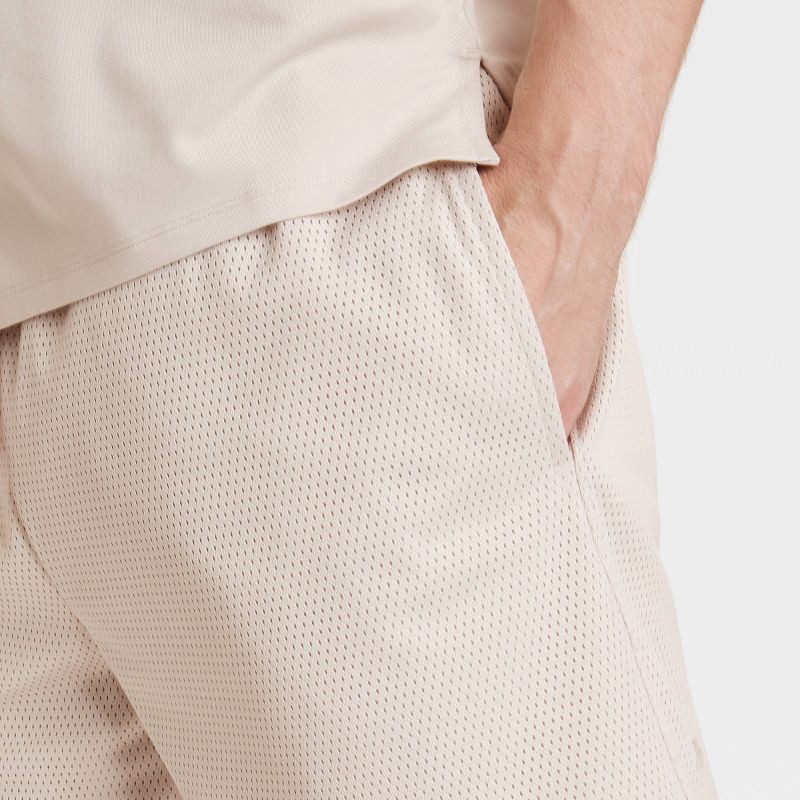 slide 3 of 3, Men's 6" Mesh Shorts - All In Motion™ Beige L: Moisture Wicking, Quick Dry, Side Pocket, 1 ct