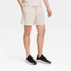 Men's 6" Mesh Shorts - All In Motion™ Beige L: Moisture Wicking, Quick Dry, Side Pocket