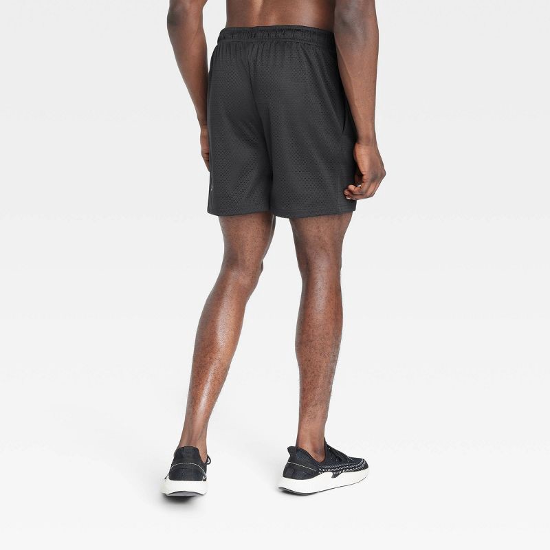 slide 2 of 3, Men's 6" Mesh Shorts - All In Motion™ Black L: Moisture Wicking, Quick Dry, Side Pocket, Drawstring Waist, 1 ct