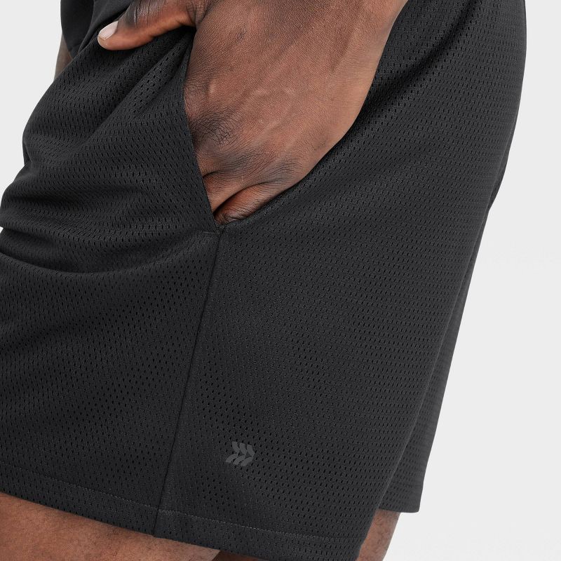 slide 3 of 3, Men's 6" Mesh Shorts - All In Motion™ Black XXL: Moisture Wicking, Quick Dry, Side Pocket, Drawstring Waist, 1 ct