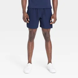 Men's Stretch Woven Shorts 7" - All In Motion™ Navy Blue XL: Adjustable Waist, Side Pockets