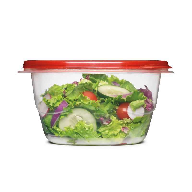 slide 7 of 9, Rubbermaid 4pk 5.2c TakeAlongs Deep Square Food Storage Containers Ruby Red: Plastic Containers with Lids, Dishwasher-Safe, 4 ct