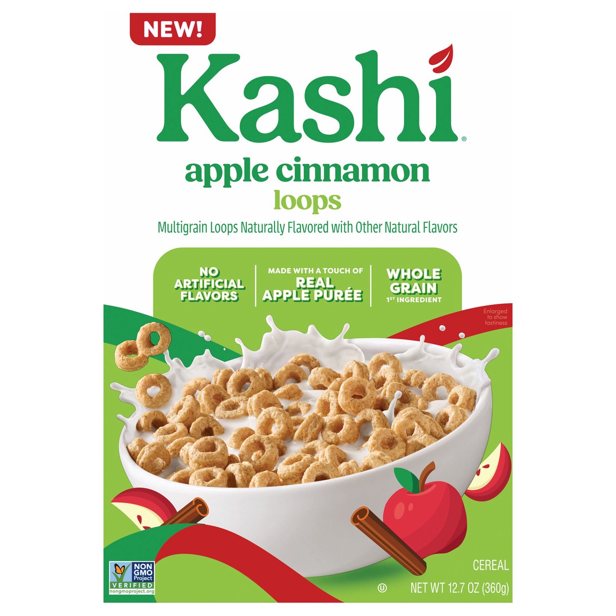 slide 1 of 15, Kashi Apple Cinnamon Loops Cereal, Whole Grain, 12.7 oz, 12.7 oz