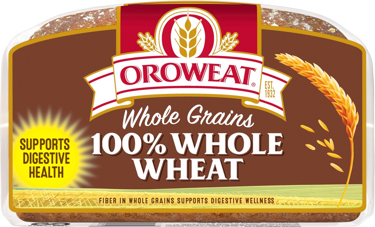 slide 5 of 7, Oroweat Whole Wheat Bread, 24 oz, Wheat Bread, Bag, 24 oz