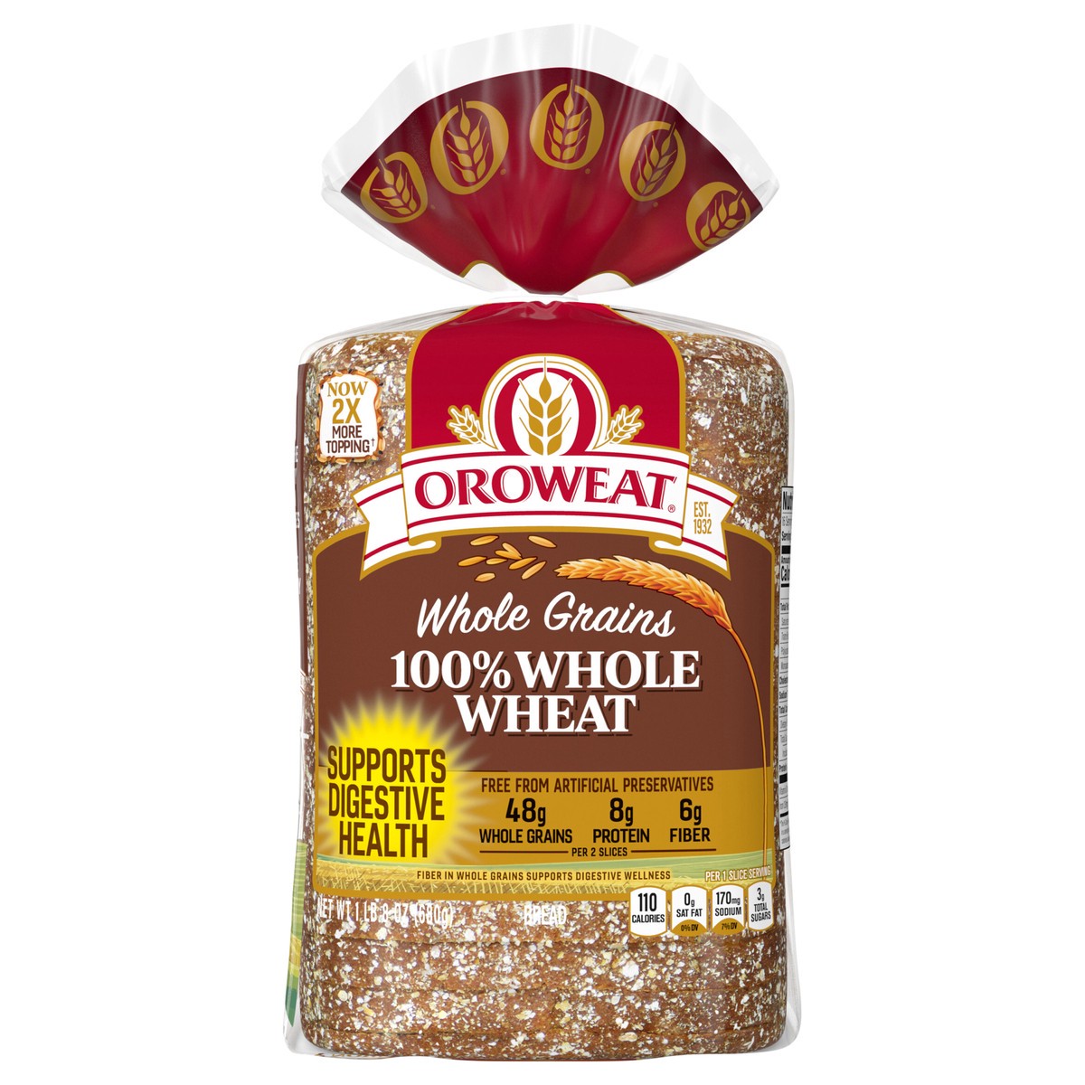 slide 1 of 7, Oroweat Whole Grains 100% Whole Wheat Bread, 24 oz, 24 oz
