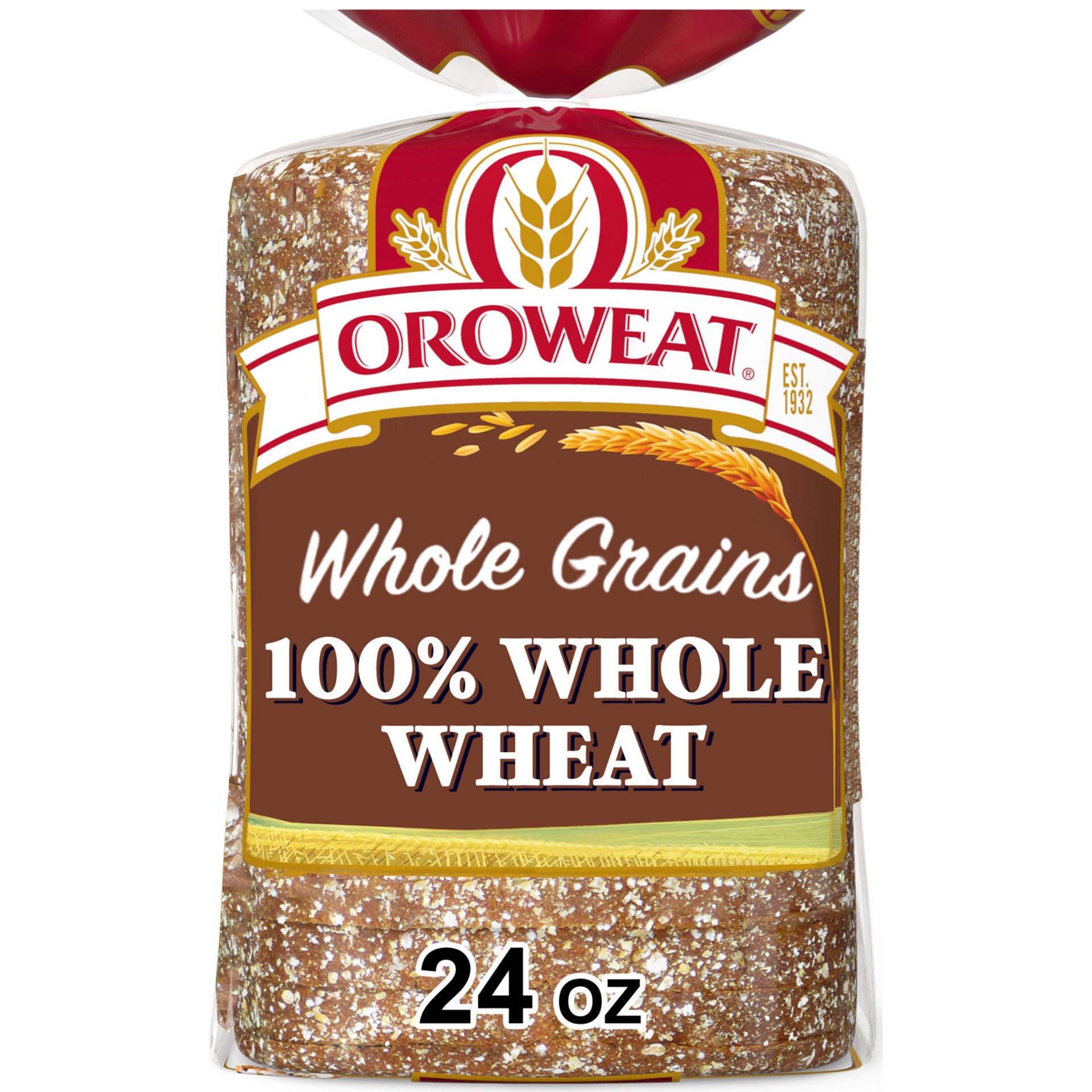 slide 1 of 7, Oroweat Whole Wheat Bread, 24 oz, Wheat Bread, Bag, 24 oz