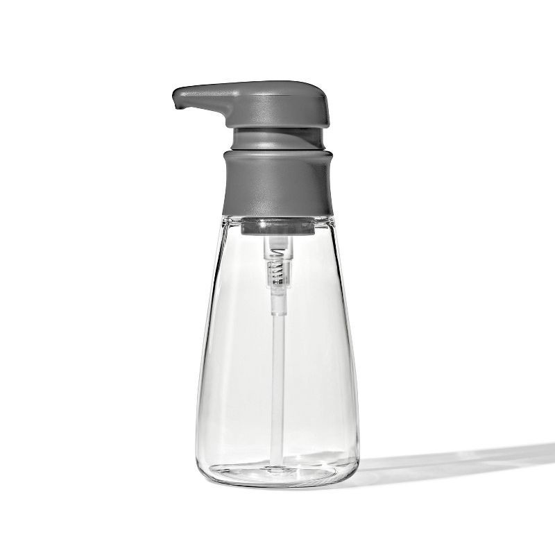 slide 1 of 6, OXO 15oz Soap Dispenser Gray: Kitchen & Hand Soap Pump, Plastic, Compatible with Gel & Dish Soaps, 7.75" Height, 15 oz