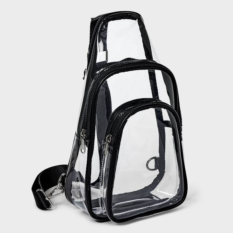 slide 3 of 6, Flap Sling Crossbody Bag - Wild Fable™ Clear: Lightweight TPU Handbag with Adjustable Strap, Zip Closure, 26" Max Length, 1 ct