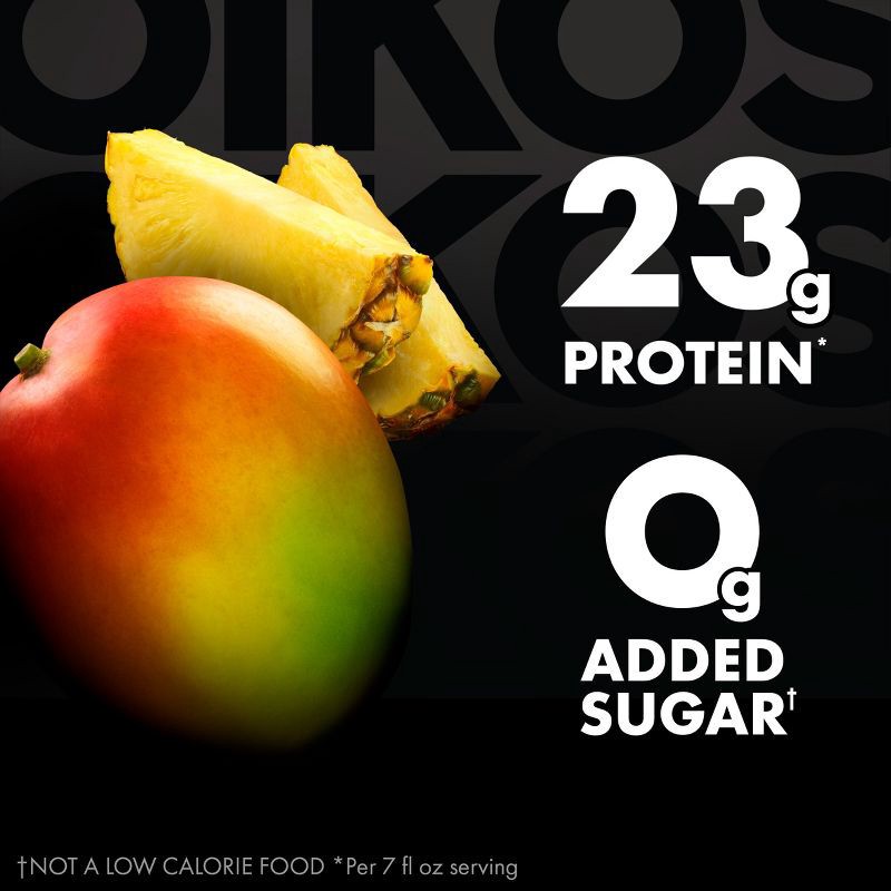slide 2 of 12, Oikos Pro Fat Free Mango Pineapple Cultured Dairy Drink - 23g Protein 7 fl oz, 23 gram, 7 fl oz