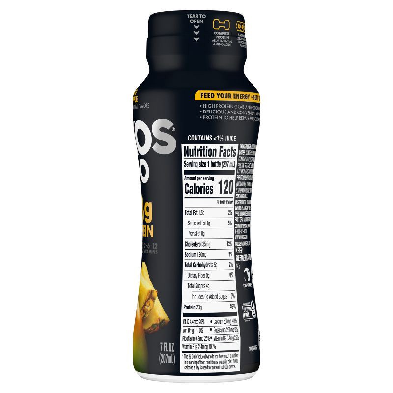 slide 9 of 11, Oikos Pro Fat Free Mango Pineapple Cultured Dairy Drink - 23g Protein 7 fl oz, 23 gram, 7 fl oz