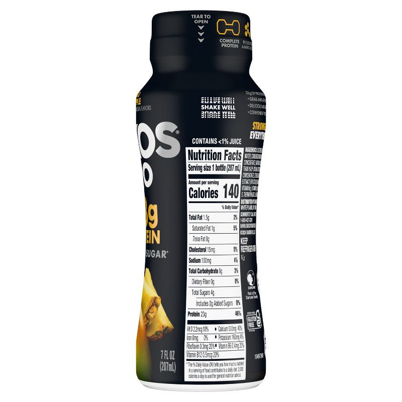 slide 10 of 12, Oikos Pro Fat Free Mango Pineapple Cultured Dairy Drink - 23g Protein 7 fl oz, 23 gram, 7 fl oz