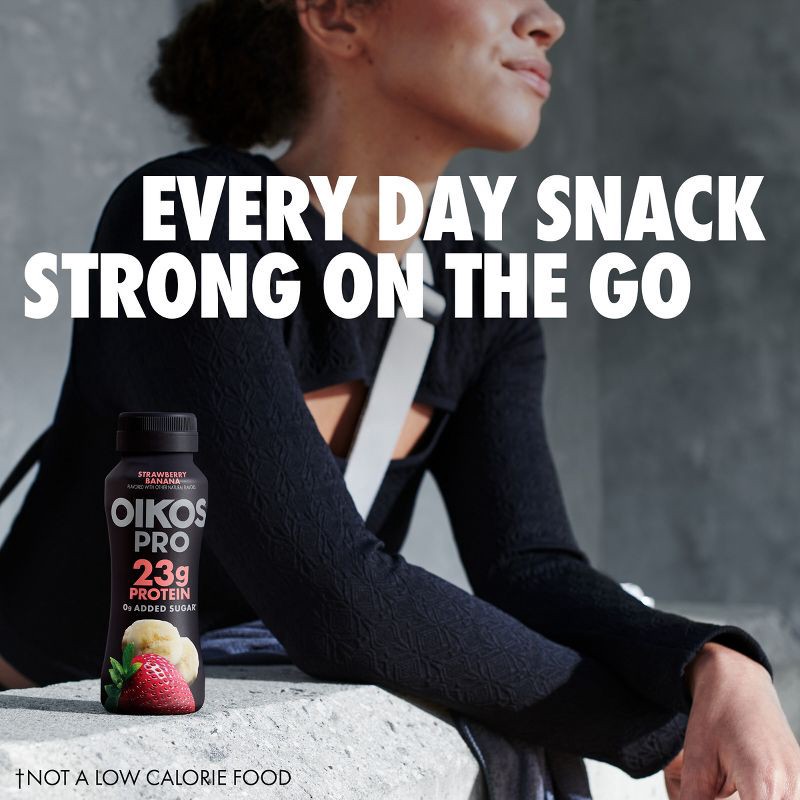 slide 6 of 12, Oikos Pro Fat Free Strawberry Banana Cultured Dairy Drink - 23g Protein 7 fl oz, 23 gram, 7 fl oz