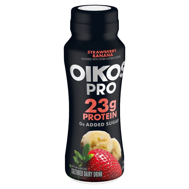 slide 6 of 9, Oikos Pro Fat Free Strawberry Banana Yogurt Drink - 7 fl oz, 7 fl oz