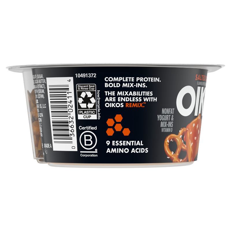 slide 12 of 12, Oikos REMIX Caramel with Chocolate and Pretzel Greek Yogurt - 11g Protein 4.5oz, 11 gram, 4.5 oz